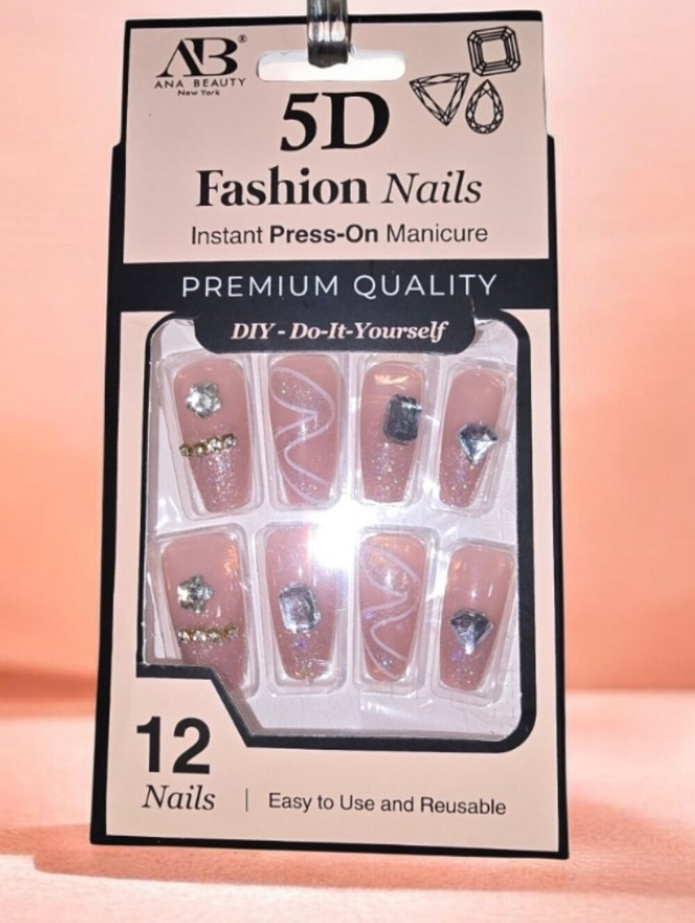#4 5D Fashion Press-On Nails in Blush Pink